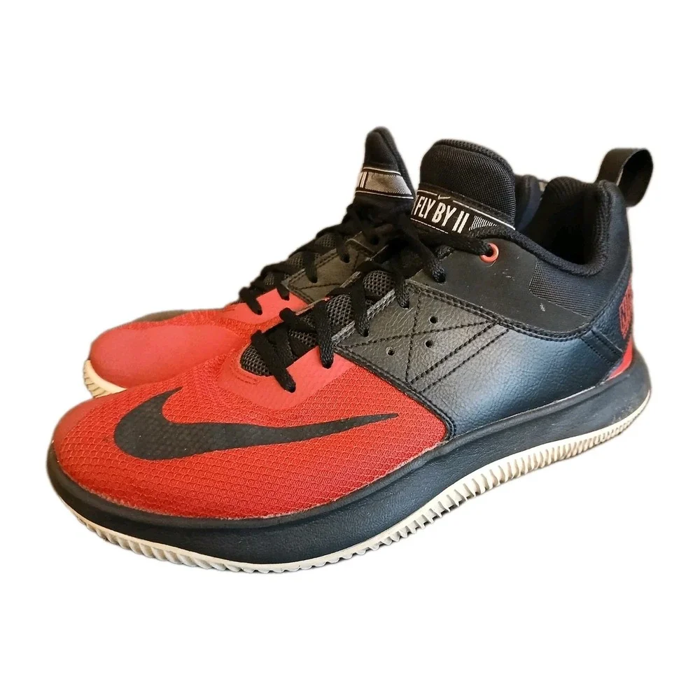 Nike Fly By II Mens Basketball Shoes Red‎ Black Low Top Sneakers CU3503-600